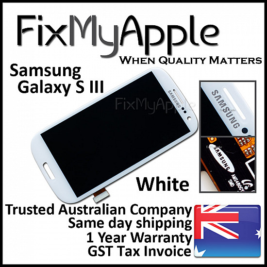 Samsung Galaxy S3 i9300 LCD Touch Screen Digitizer Assembly - White OEM (With Adhesive)